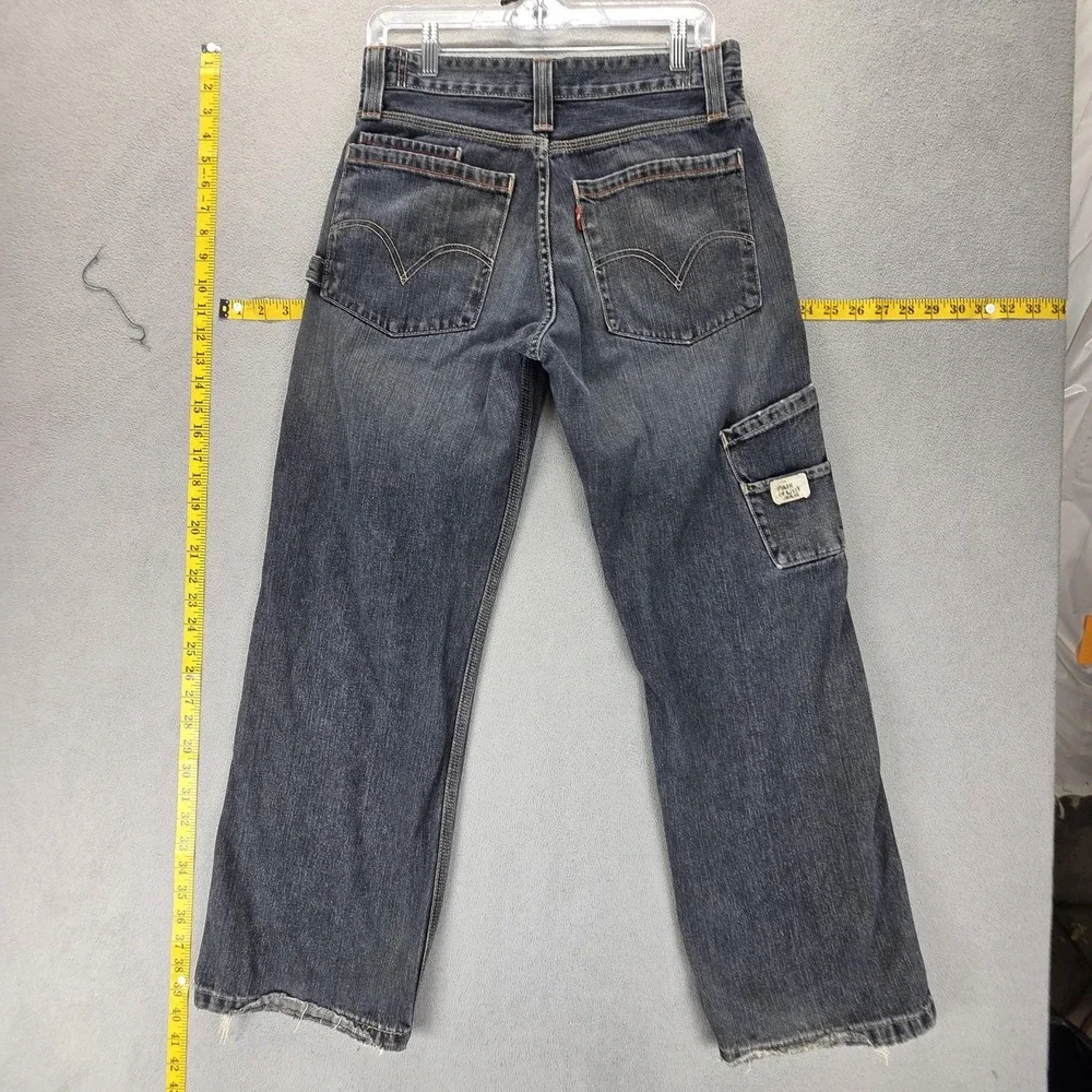 Vintage Levis Carpenter Pants Womens 29x29 Blue Dark Wash Cargo Zip Fly